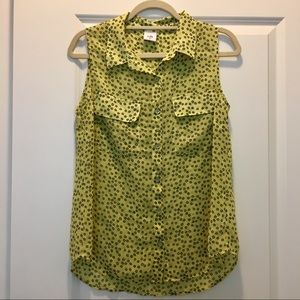 CAbi Yellow Floral Button Down Tank